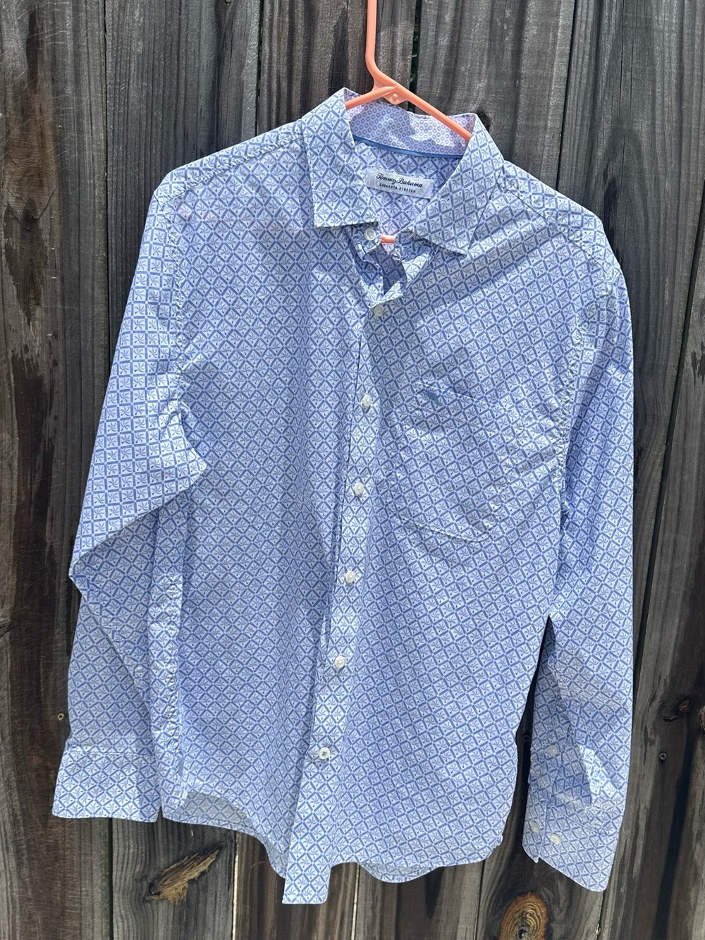 Tommy Bahama Sarasota Stretch Light Blue Geometric Button-Down Shirt